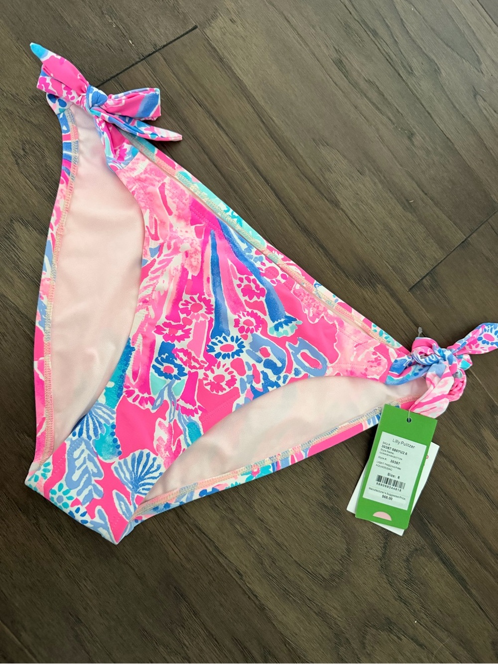 Lilly Pulitzer Pink & Blue Floral Tie-Side Swim Bottoms